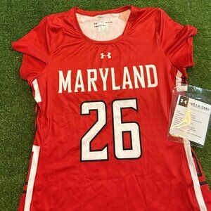 Maryland Terrapins jersey womens small red under armour lacrosse lighweight 42